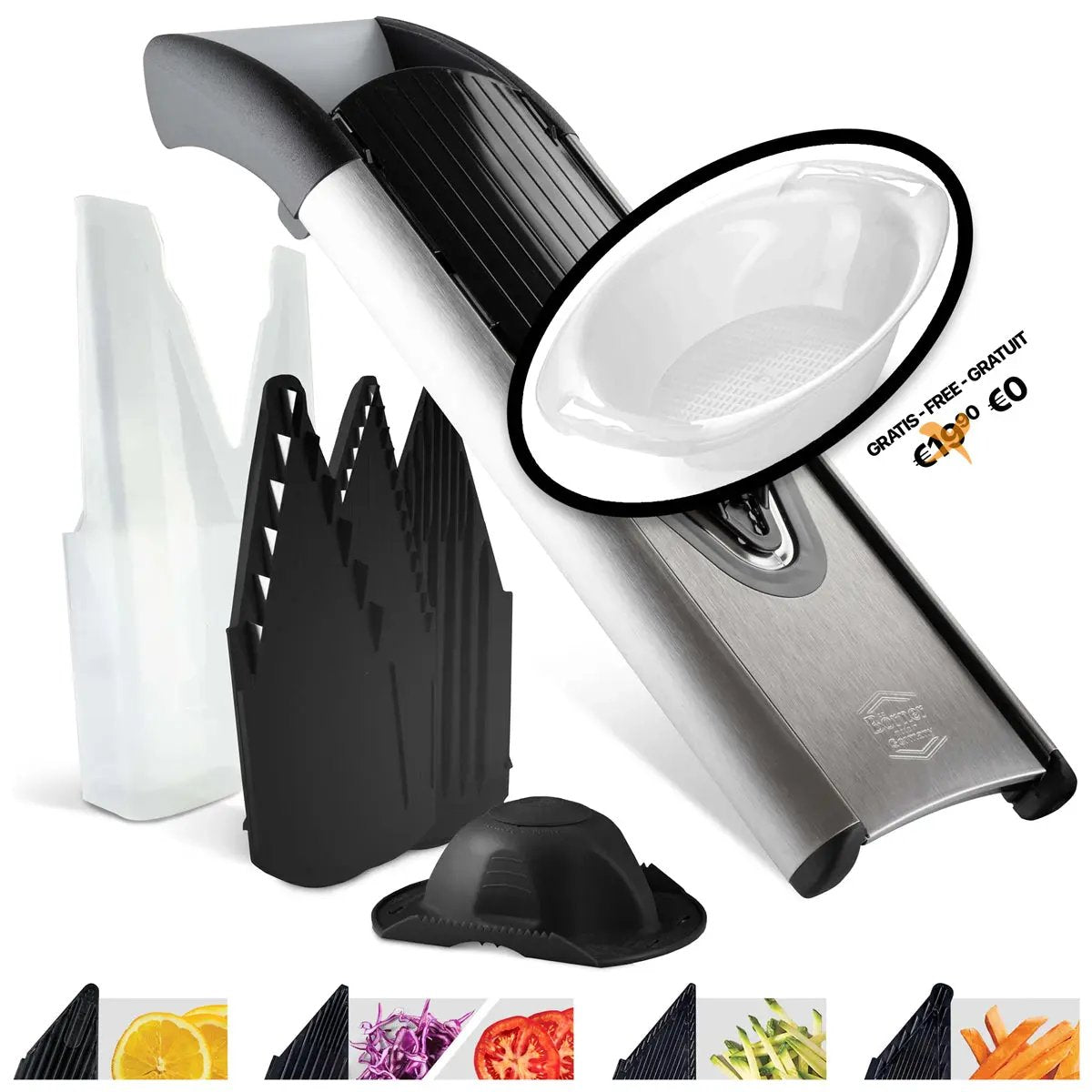 Börner Mandoline V6 ExclusiveLine - Starter Set + Gratis Opvangschaal Börner Kitchentools